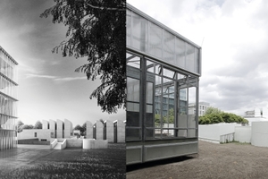  Ansicht Designmuseum Bauhhaus, Turm im Westen des Bestandes, rechts Baufeld, zurzeit noch besetzt 