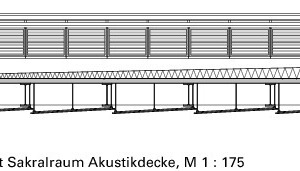  Detailschnitt Sakralraum Akustikdecke, M 1 : 175 