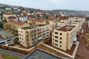  Die Parklandschaft bildet kleine Höfe, die das Gefühl von Enge nicht aufkommen lassen 