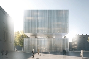  Gewinnerentwurf: Schweger Partner Architekten, Hamburg (links ehemaliges Staatsratsgebäude), rechts hinten die Bauakademie 