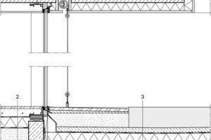  Fassadendetail begrüntes Dach, M 1 : 25 