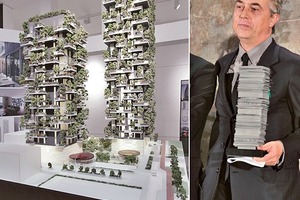  „Bosco Verticale“, hier das Modell in der Begleitausstellung zum IHP im DAM; Stefano Boeri mit der Auszeichnung in der Paulskirche 