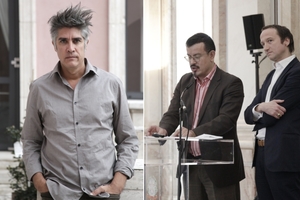  Alejandro Aravena, Peter Cachola Schmal und Oliver Elser in Berlin 