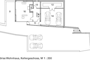  Grundriss Wohnhaus, Kellergeschoss, M 1 : 200 