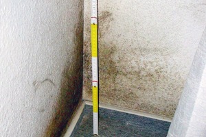  Bild 1: Schimmelpilze bei einer Außenwandecke oberhalb des Bodens 