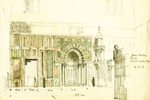  Paul Bonatz: Skizze der Sultan Hassan-Moschee, Kairo, 12. März 1913. Sie soll Inspiration für den Bahnhof gewesen sein 