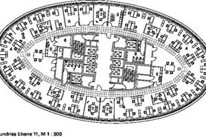  Grundriss Hochhaus Ebene 11, M 1 : 500 