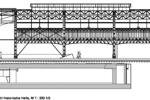  Längsschnitt historische Halle, M 1 : 3331/3 