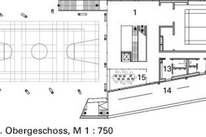  Grundriss 1. Obergeschoss, M 1 : 750 