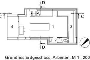  Grundriss Erdgeschoss, Arbeiten, M 1 : 200 