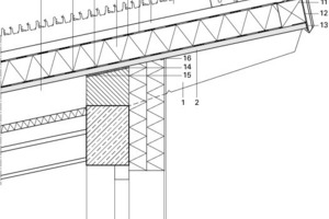  Detail Südbogen First Gründach, M 1 : 20 