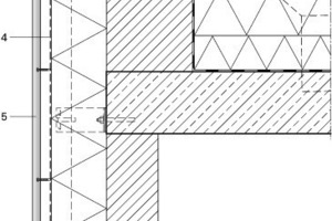  Legende Attika-/ Fassadenaufbau&nbsp;&nbsp;1Attika Zink2Dämmung3Z-Profil, vertikal4Unterspannbahn5Streckgitter 