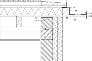  Detail Südbogen Ortgang Gründach, M 1 : 20 