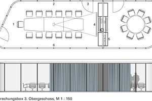  Detail Besprechungsbox, 3.Obergeschoss, M 1 : 150 