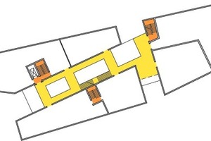  Ärztehaus Obergeschoss: Das Gebäude ist in Nutzungseinheiten gegliedert. Der 1. Rettungsweg führt über die notwendigen Treppenhäuser, die zentrale Eingangshalle übernimmt die Funktion des 2. Rettungsweges 