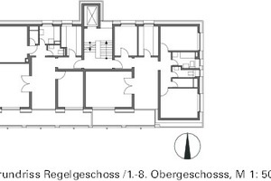  Grundriss Regelgeschoss 1-8, M 1 : 500 