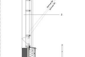  	1	Aluminium-Attikaabdeckung	2	Außenwandaufbau		Bestand:		Innenputz		Mauerwerk		Zementgebundene Holzwollplatten		Stahlbeton-Stützen		Außenfliesen im Mörtelbett		Neu:		20 cm MF Dämmung		10 cm Fassadenbekleidung als 		vorgehängte Keramikfassade	3	Elektroraffstore	4	mit Führungsschienen und		C-Profil im Stützenbereich		va-Q-vip B Dämmplatte	5	Entlüftung Kriechkeller	6	Insektenschutz	7	Stossblech	8	Kiesstreifen mit Dainagerohr	9	Extr. PS-Hartschaumdämmung 