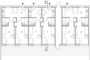  Grundriss Erdgeschoss Fuhlrottstraße Wuppertal Zeile, Haus H 2, M 1 : 250 