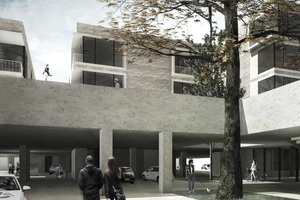  1.Platz: „Das Stadthaus neu gedacht – eine Symbiose von Parken und Wohnen“ von Clara Kern und Jana Thalmann, TU Braunschweig  