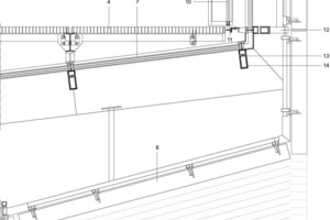  Vertikalschnitt Knickpunkt Patiodach/Fassade, M 1 : 25 