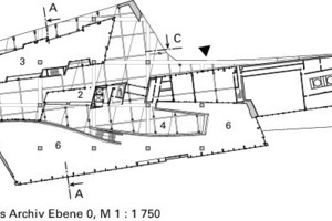  Grundriss Archiv, Ebene +0, M 1 : 1 750 