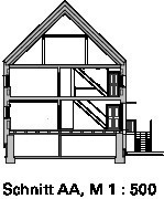  Schnitt Büro, M 1 : 500 