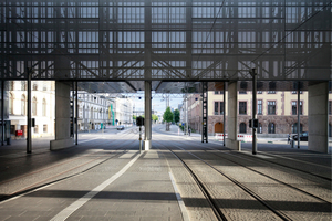  Die Öffnung der Fassade erlaubt ein Ankommen mitten in der Stadt 